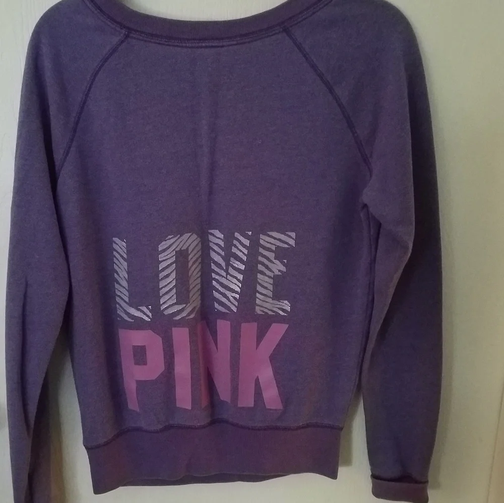 VICTORIA'S SECRET PINK Crewneck Sweatshirt Small Purple - Picture 4 of 5